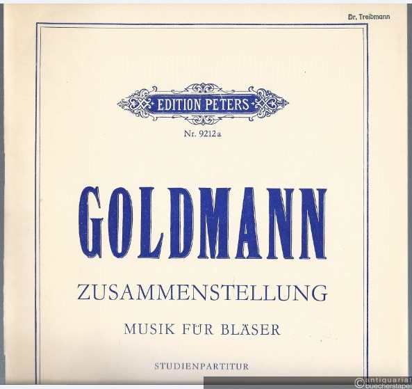  - Zusammenstellung. Musik für Bläser (1976) (= Edition Peters, Nr. 9212a). Studienpartitur. Autograph-Edition.