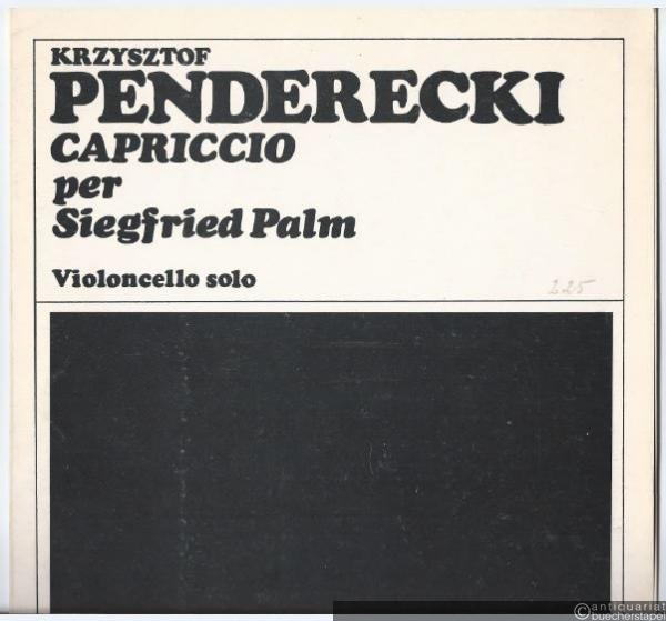  - Capriccio per Siegfried Palm (1968) (= PWM 7167). Violoncello solo.