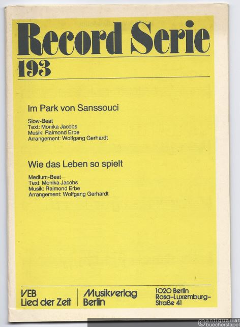  - Im Park von Sanssouci (Slow-Beat) / Wie das Leben so spielt (Medium-Beat) (= Record Serie 193). Stimmen.