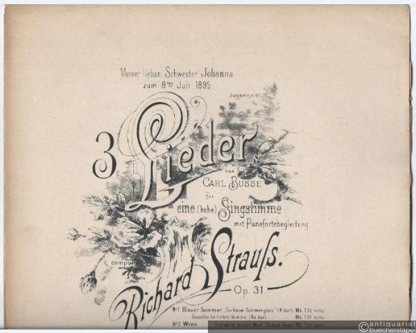  - Wenn..., Op. 31 No. 2 (= 3 Lieder von Carl Busse für eine (hohe) Singstimme mit Pianofortebegleitung, No. 2). Für tiefere Stimme.