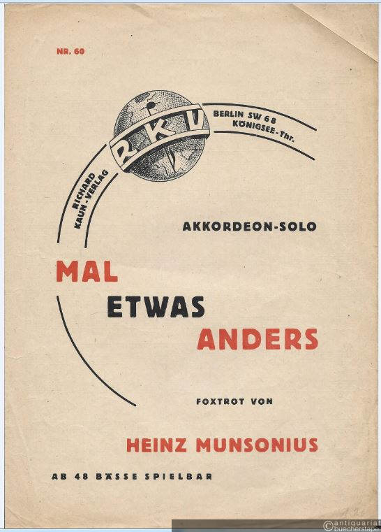 - Mal etwas anders. Foxtrot (= Nr. 60). Akkordeon-Solo.