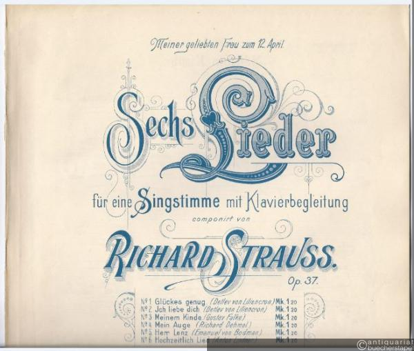  - Meinem Kinde / To my Baby op. 37 No. 3 (= Sechs Lieder für eine Singstimme mit Klavierbegleitung, No. 3). Ausgabe für tiefe Stimme.
