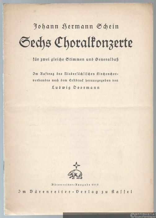  - Sechs Choralkonzerte für zwei gleiche Stimmen und Generalbaß (= Bärenreiter-Ausgabe 1115).