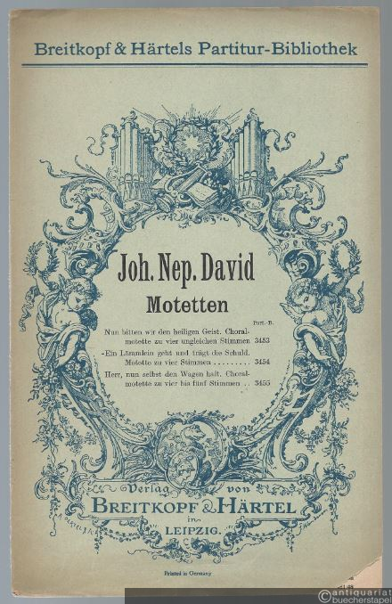  - Ein Lämmlein geht und trägt die Schuld (1935). Motette zu vier Stimmen (= Breitkopf & Härtels Partitur-Bibliothek, Nr. 3454).