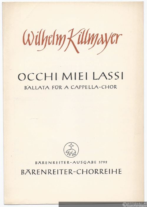  - Occhi miei lassi (1950). Ballata für a cappella-Chor. Bärenreiter-Chorreihe (= Bärenreiter-Ausgabe 3792).