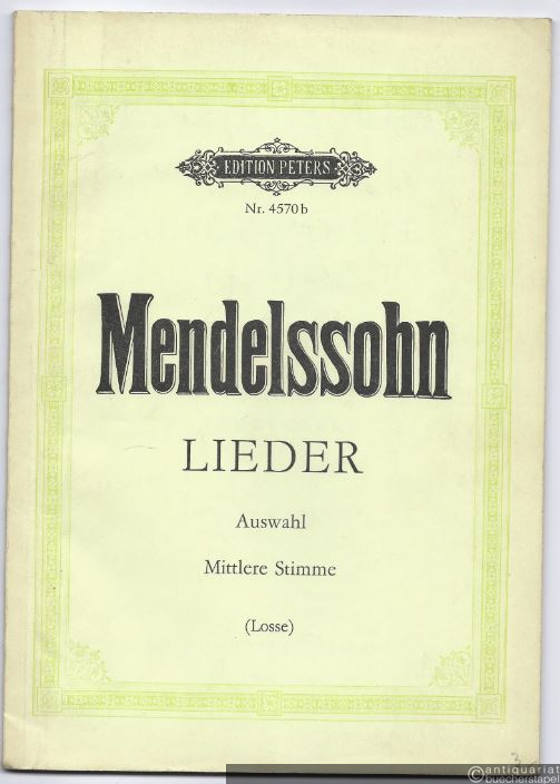  - Ausgewählte Lieder für eine Singstimme mit Klavierbegleitung (= Edition Peters, Nr. 4570b). Mittlere Stimme.