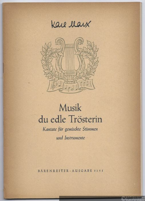  - Musik du edle Trösterin. Kantate für gemischte Stimmen und Instrumente (= Bärenreiter-Ausgabe 3151). Partitur und Stimmen.