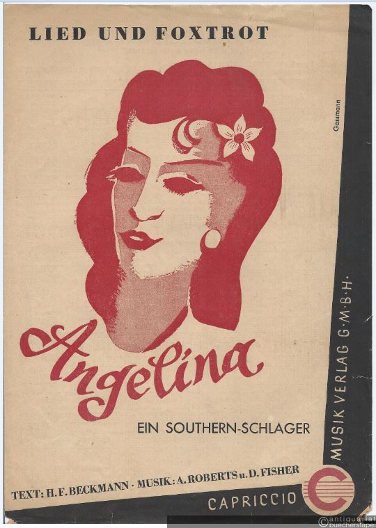 - Angelina (Auf dem Wege nach Sorrent). Ein Southern Schlager. Lied und Foxtrot. Gesang und Piano.