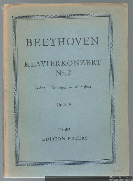  - Klavierkonzert B-Dur Nr. 2 Op. 19. Mit Kadenz des Komponisten (= Edition Peters Nr. 603). Taschenpartitur.