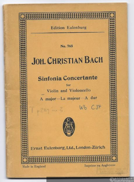  - Sinfonia Concertante A major for Violin and Violoncello with Orchestra (= Edition Eulenburg, No. 765).