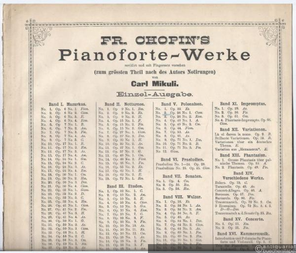  - Polonaise Op. 26 No. 1 (= Fr. Chopin's Pianoforte-Werke revidirt und mit Fingersatz versehen (zum grössten Teil nach des Autors Notirungen) von Carl Mikuli. Einzel-Ausgabe, Band V, No. 2).