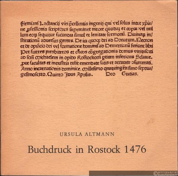  - Buchdruck in Rostock 1476.