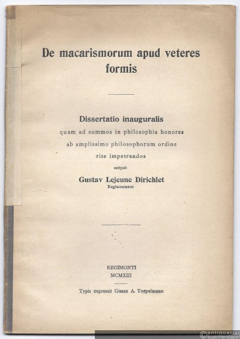  - De macarismorum apud veteres formis.