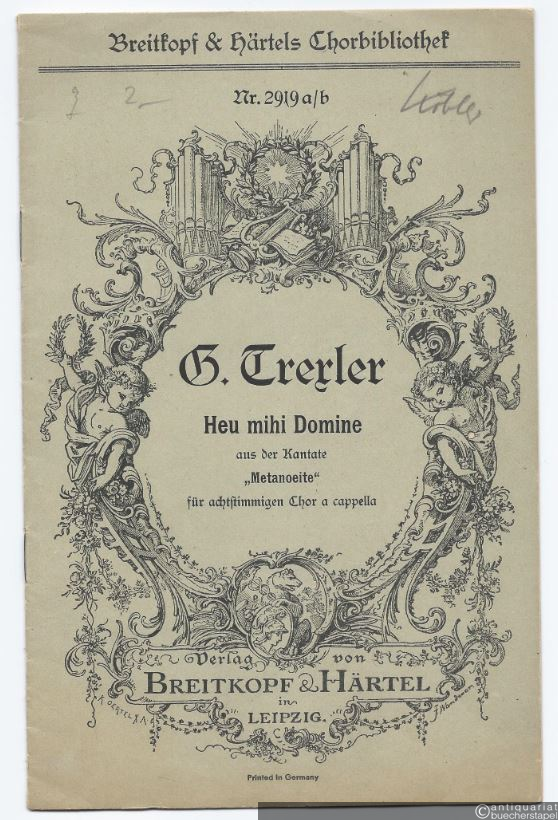  - Heu mihi Domine (1950) aus der Kantate "Metanoeite" für achtstimmigen Chor a cappella (= Breitkopf & Härtels Chorbibliothek, Nr. 2919a/b).