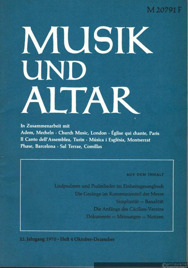  - Musik und Altar. 22. Jahrgang, Heft 4.