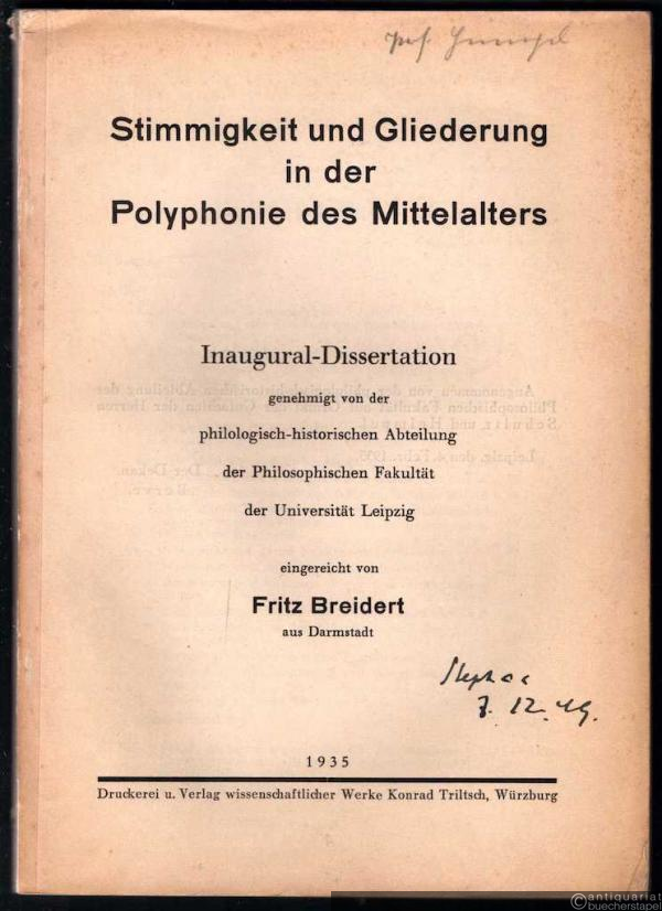  - Stimmigkeit und Gliederung in der Polyphonie des Mittelalters.