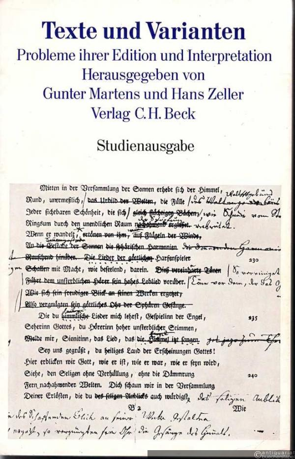  - Texte und Varianten. Probleme ihrer Edition und Interpretation (= Studienausgabe).
