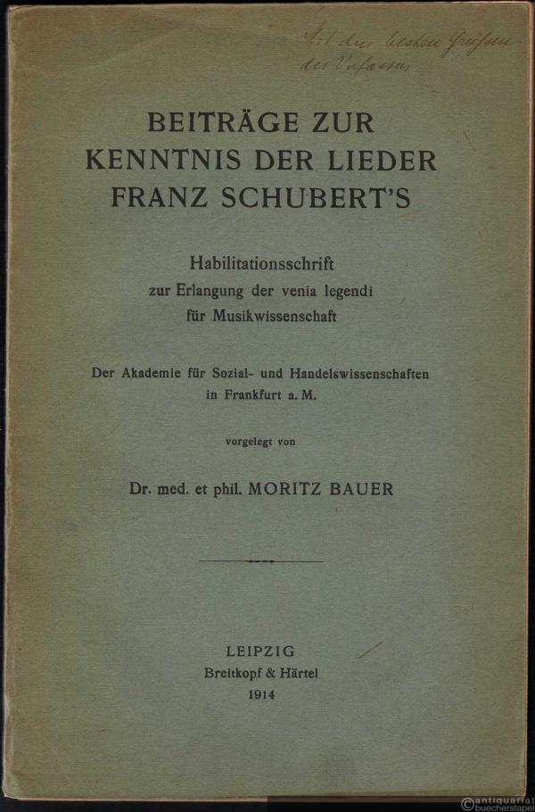  - Beiträge zur Kenntnis der Lieder Franz Schubert's.