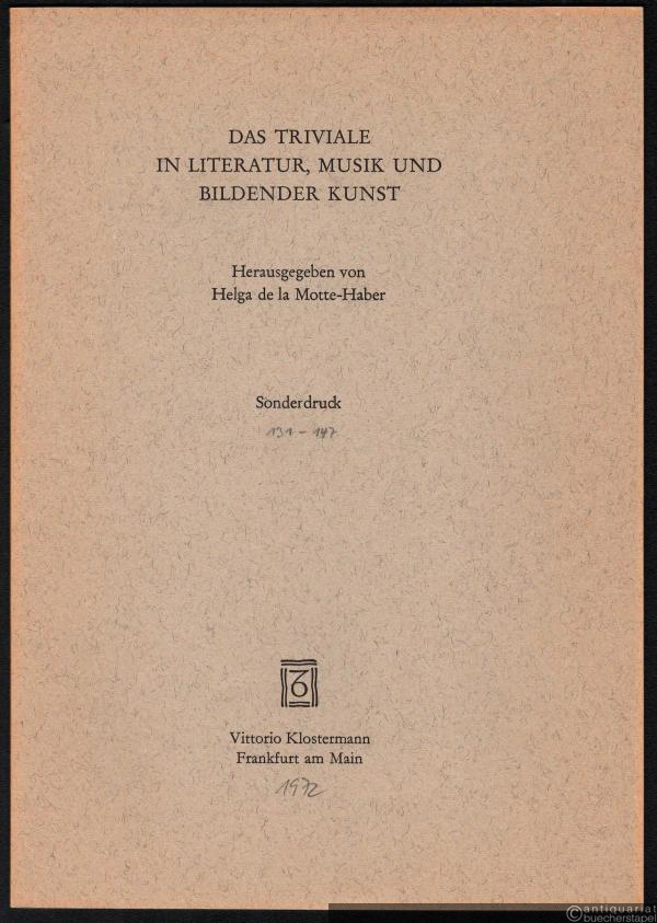  - Über die "mittlere Musik" des 19. Jahrhunderts (= Sonderdruck).