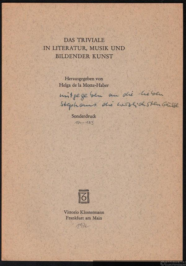  - Die Schwierigkeit, Trivialität in der Musik zu bestimmen (= Sonderdruck).