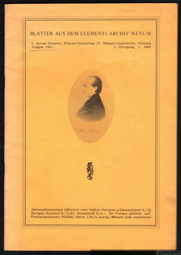  - Blätter aus dem Clementi-Archiv Wenum, August 1961. I. Jahrgang, 1. Heft.