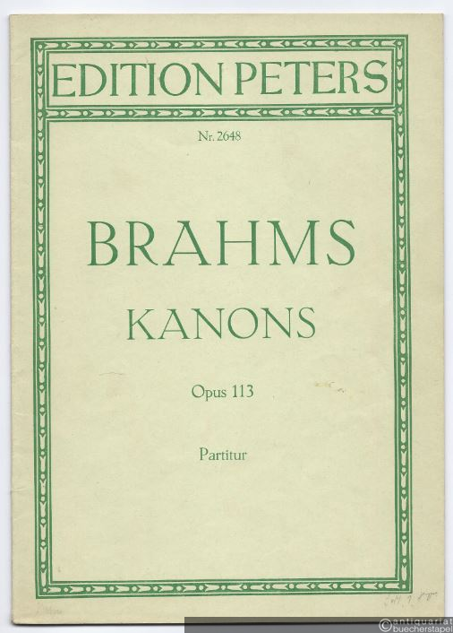  - 13 Kanons für Frauenstimmen Op. 113 (= Edition Peters, Nr. 2648). Partitur.