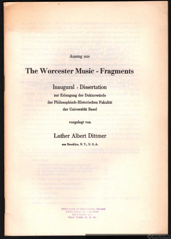  - Auszug aus The Worcester Music-Fragments.