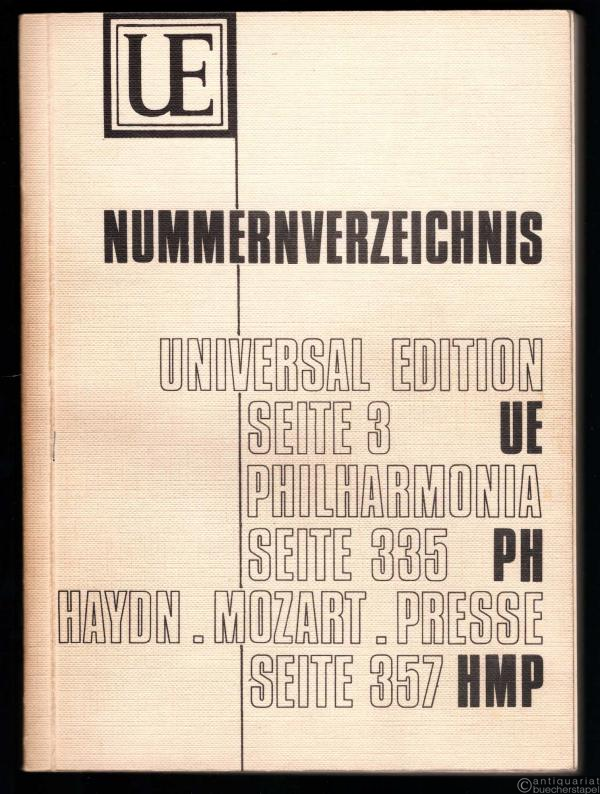  - Universal Edition. Nummernverzeichnis.