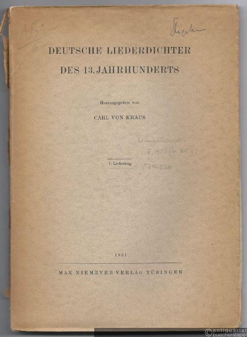  - Deutsche Liederdichter des 13. Jahrhunderts. 1. Lieferung.