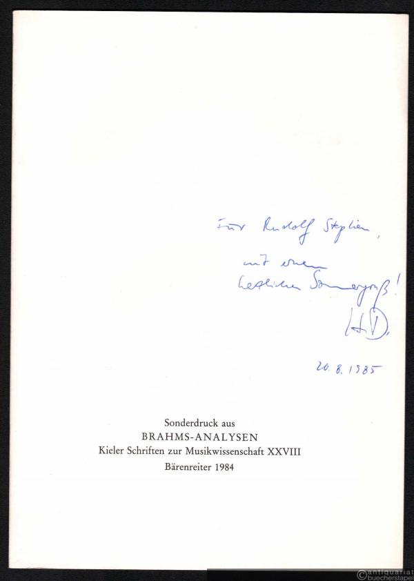  - Aspekte einer Hommage-Komposition. Zu Brahms' Schumann-Variationen op. 9 (Sonderdruck aus: Brahms-Analysen. Kieler Schriften zur Musikwissenschaft, Bd. XXVIII).