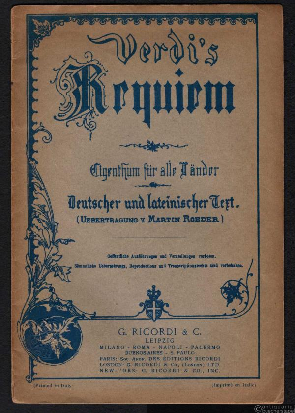  - Verdi's Requiem (Zum Todestage Alessandro Manzoni's componirt). Deutscher und lateinischer Text.