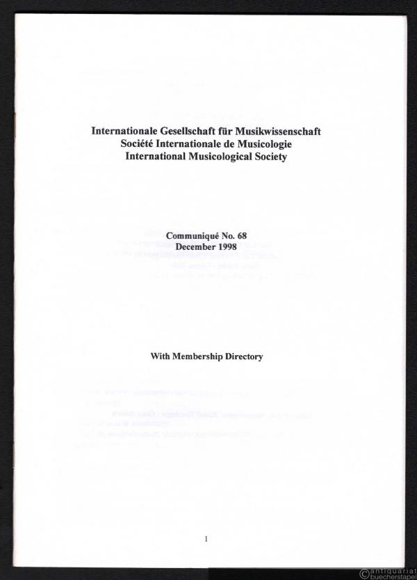 - Communiqué No. 68. December 1998.
