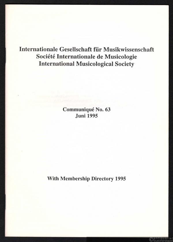  - Communiqué No. 63. January 1995.