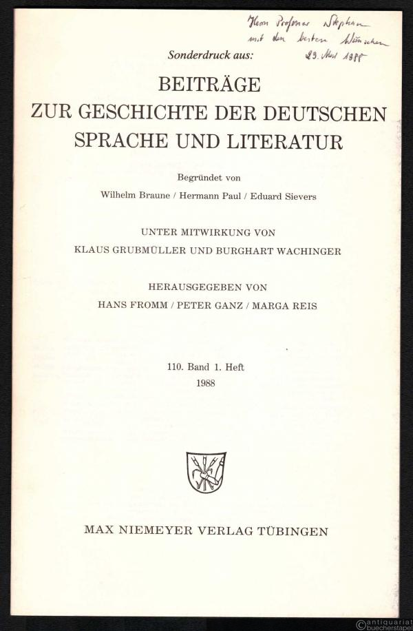  - Zur Musik der Trierer Marienklage und des Trierer Osterspiels (Sonderdruck aus: Beiträge zur Geschichte der Deutschen Sprache und Literatur, Bd. 110, Heft 1).