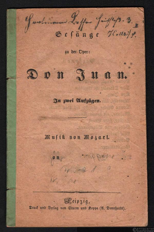  - Gesänge zu der Oper: Don Juan. In zwei Aufzügen [Textbuch].