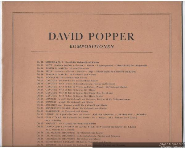  - Gavotte Nr. 2 (D-Dur) für Violoncell und Klavier, Op. 23 (= Kompositionen).