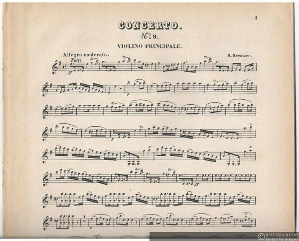  - Concerto No. 9 [pour le Violon arrangé avec Accompagnement de Piano par F. Hermann composé par R. Kreutzer] [nur die Violinstimme].