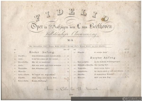  - Duetto: Jetzt Alter, jetzt hat es Eile (= Fidelio, Oper in 2 Aufzügen von L. van Beethoven, Erster Aufzug, No. 8). Vollständiger Clavierauszug.