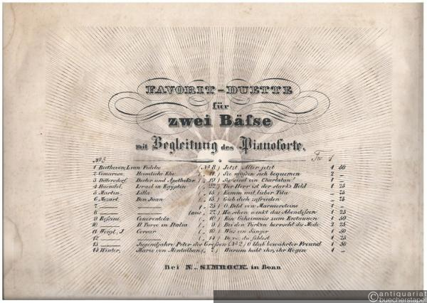  - Sie sind ein Charlatan (Duett aus: Carl Ditters von Dittersdorf, Doctor und Apotheker) (= Favorit-Duette für zwei Bässe mit Begleitung des Pianoforte, No. 3).