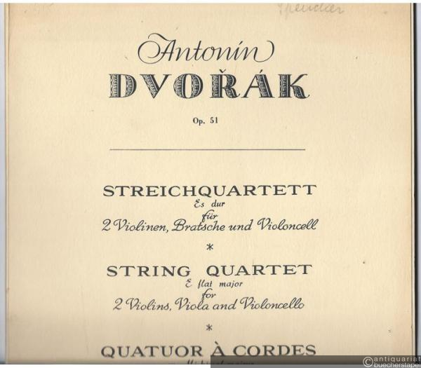  - Streichquartett Es-Dur für 2 Violinen, Bratsche und Violoncell op. 51 (= Edition Simrock, Nr. 119 / No. 904 (S) ). Stimmen.