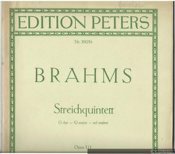  - Quintett G-Dur für 2 Violinen, 2 Violen und Violoncello Opus 111 (= Edition Peters, Nr. 3905b). Stimmen.