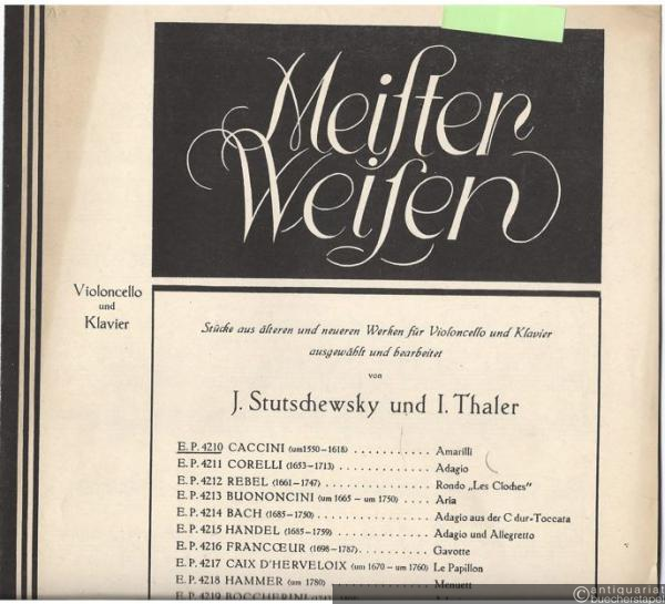  - Amarilli. Violoncello und Klavier (= Meister Weisen. Stücke aus älteren und neueren Werken für Violoncello und Klavier, Nr. 1. Edition Peters, Nr. 4210).
