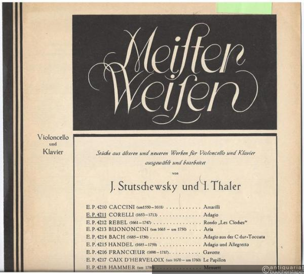  - Adagio aus der Sonate op. 5 Nr. 1. Violoncello und Klavier (= Meister Weisen. Stücke aus älteren und neueren Werken für Violoncello und Klavier, Nr. 2. Edition Peters, Nr. 4211).