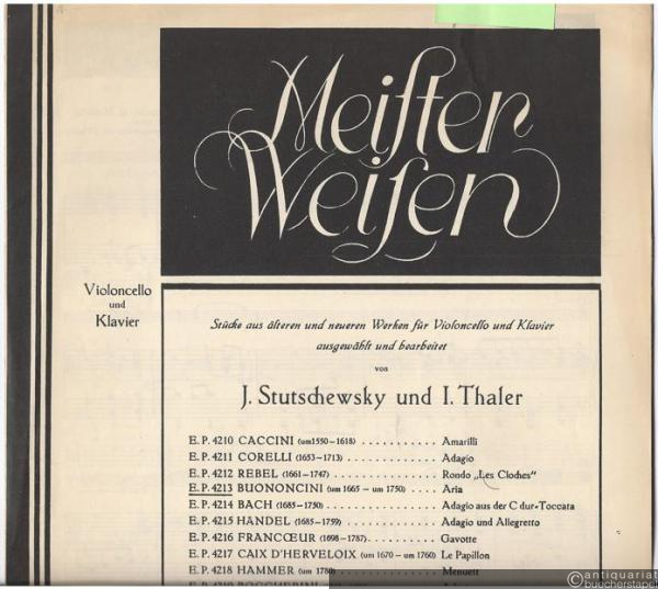  - Aria. Violoncello und Klavier (= Meister Weisen. Stücke aus älteren und neueren Werken für Violoncello und Klavier, Nr. 4. Edition Peters, Nr. 4213).