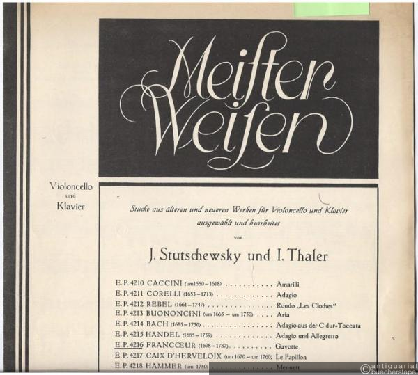  - Gavotte. Violoncello und Klavier (= Meister Weisen. Stücke aus älteren und neueren Werken für Violoncello und Klavier, Nr. 7. Edition Peters, Nr. 4216).