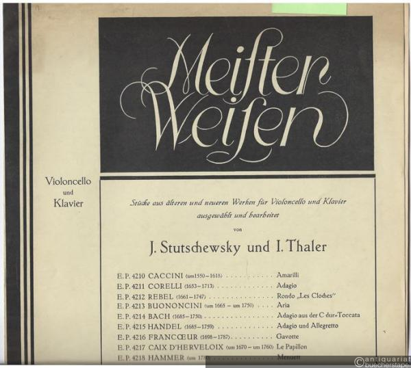  - Serenade. Violoncello und Klavier (= Meister Weisen. Stücke aus älteren und neueren Werken für Violoncello und Klavier, Nr. 13. Edition Peters, Nr. 4222).
