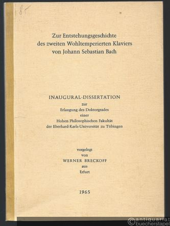  - Zur Entstehungsgeschichte des zweiten Wohltemperierten Klaviers von Johann Sebastian Bach.