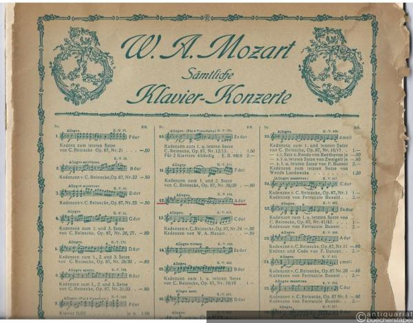  - Konzert Nr. 12 A-Dur (KV 414) (= W. A. Mozart, Sämtliche Klavier-Konzerte, Nr. 12). Ausgabe für 2 Klaviere.