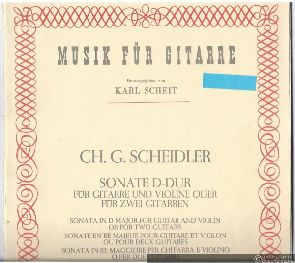  - Sonate D-Dur für Gitarre und Violine oder für zwei Gitarren (= Musik für Gitarre, hrsg. v. Karl Scheit. Universal Edition, Nr. 14439).