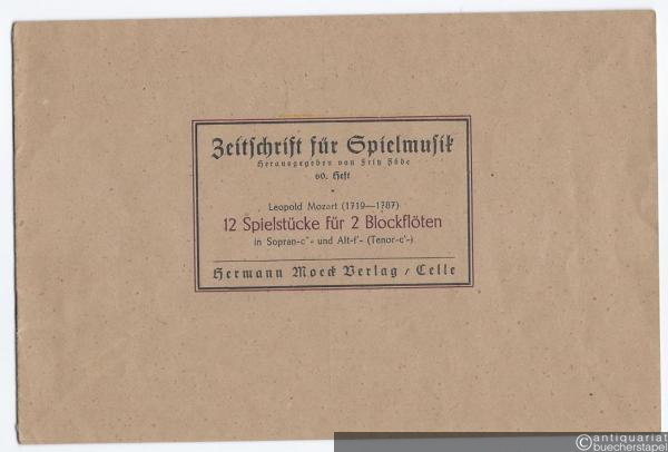  - 12 Spielstücke für 2 Blockflöten in Sopran-c'' und Alt-f' (Tenor-c') (= Zeitschrift für Spielmusik, 60. Heft).